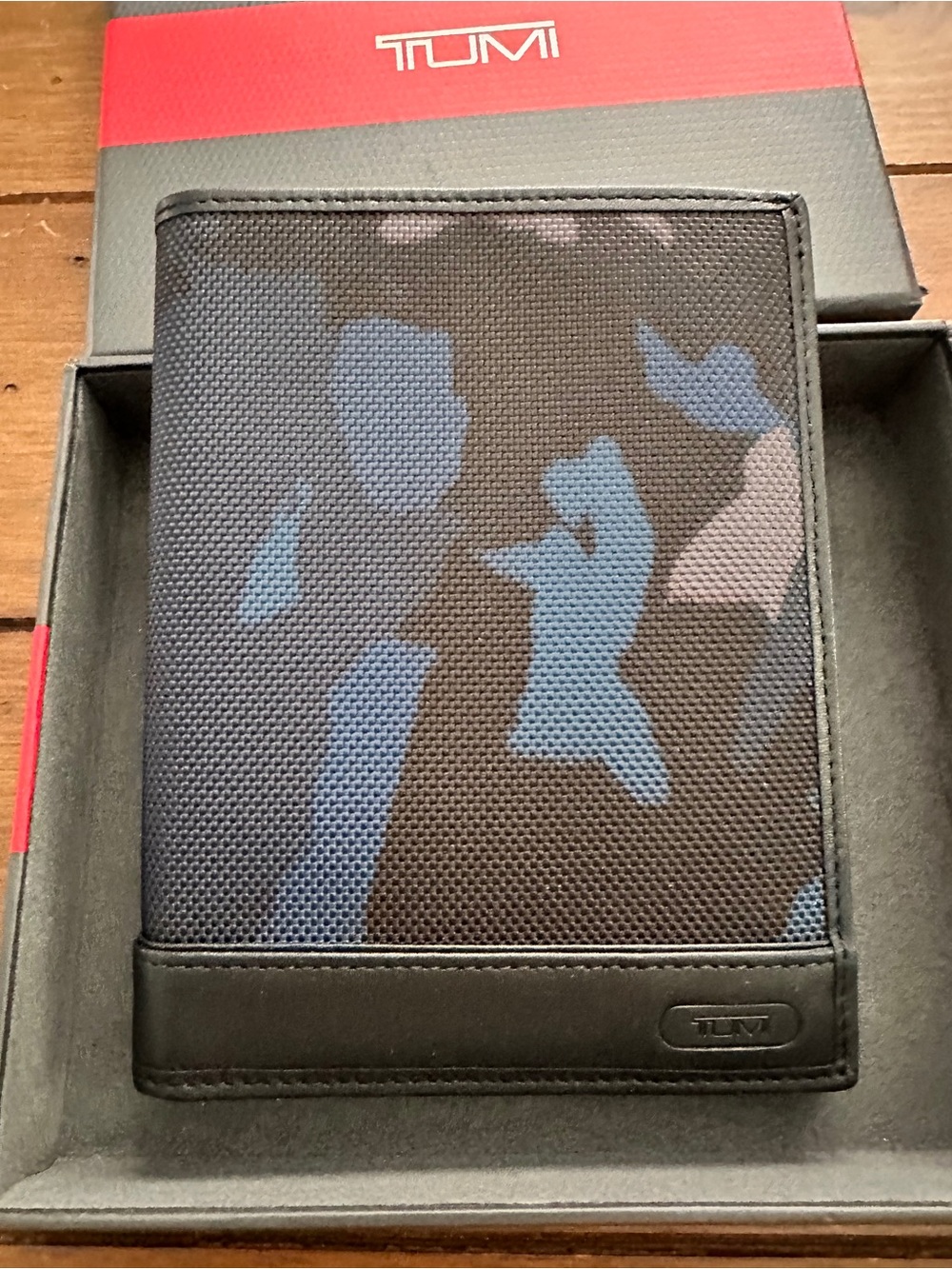 Tumi Blue Camouflage Passport Case NWT